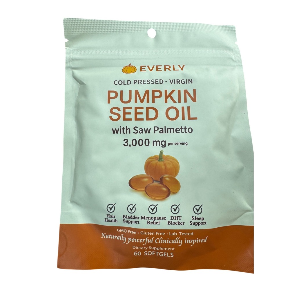 Everly Pumpkin Seed Oil with Saw Palmetto 3000mg 60 Softgels Exp 02/2027